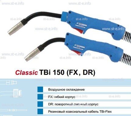 Горелка для полуавтоматической сварки TBi 150-blue-ESG, длина 3 метра - st-e.info - Ангарск